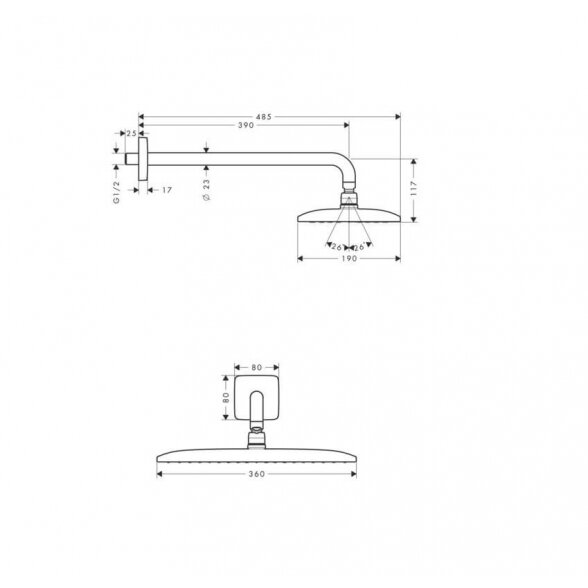 Hansgrohe Raindance E 27376000 dušo galva 36x19 cm 1