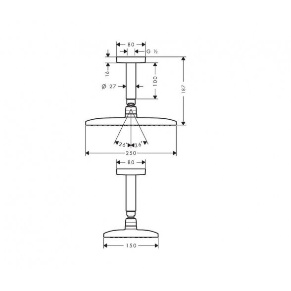 Hansgrohe Raindance E 27380000 dušo galva 25x15 cm 1