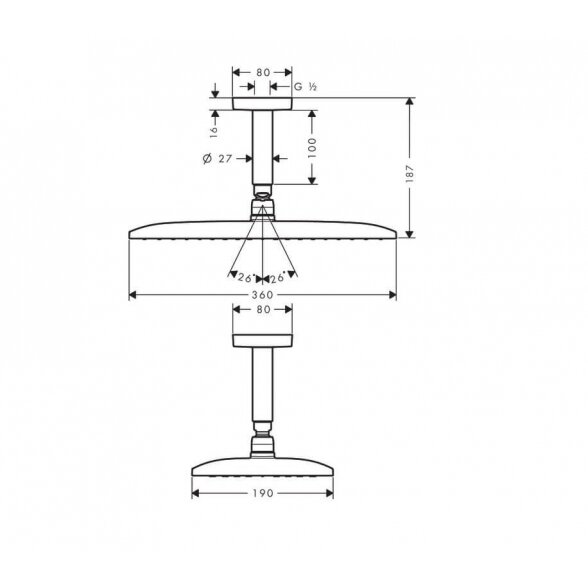 Hansgrohe Raindance E 27381000 dušo galva 36x19 cm 1