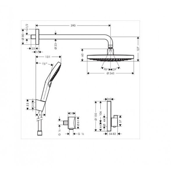 Hansgrohe Raindance Select S termostatinis potinkinis dušo komplektas 1