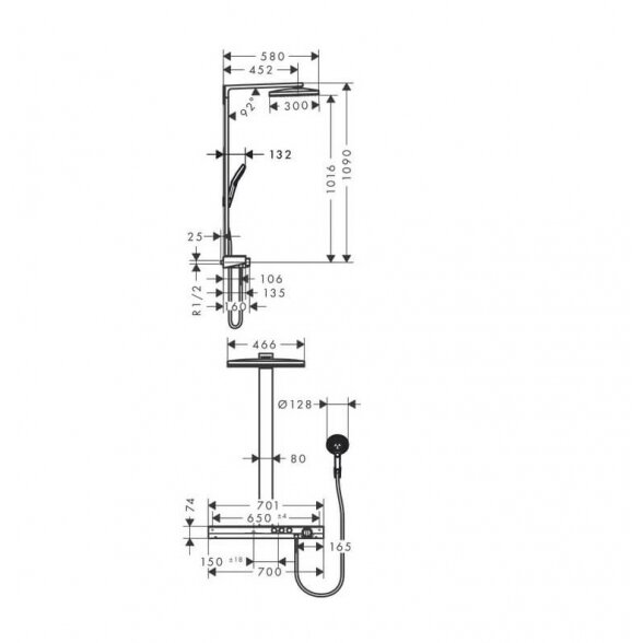 Hansgrohe Rainmaker Select 460 27109400 virštinkinė termostatinė dušo sistema 1