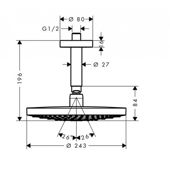 Hansgrohe Rainmaker Select S EcoSmart 26469000 dušo galva 24 cm 1