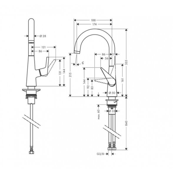 Hansgrohe Talis M51 72814000 virtuvinis maišytuvas 1