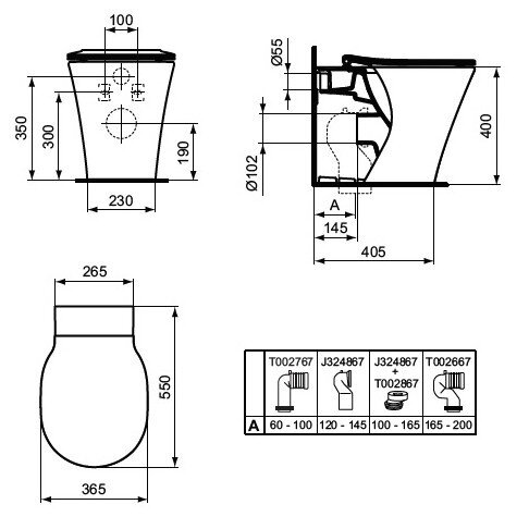 Ideal Standard Connect Air pristatomas prie sienos klozetas, Aquablade technologija ir dangčiu 3