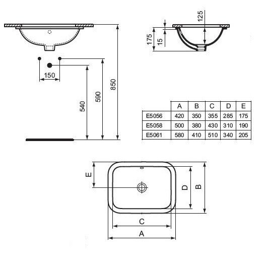 Ideal Standard Connect Rectangular iš apačios montuojamas praustuvas 2