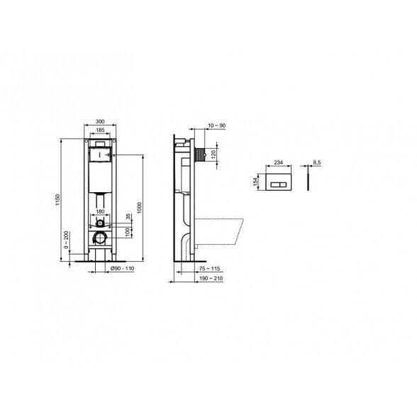 Ideal Standard siauras potinkinis klozeto rėmas 1