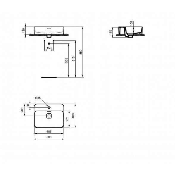 Ideal Standard Strada II pastatomas ant stalviršio praustuvas 50x40 cm 1