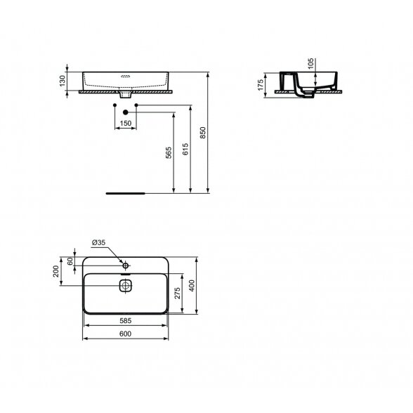 Ideal Standard Strada II pastatomas ant stalviršio praustuvas 60x40 cm 1