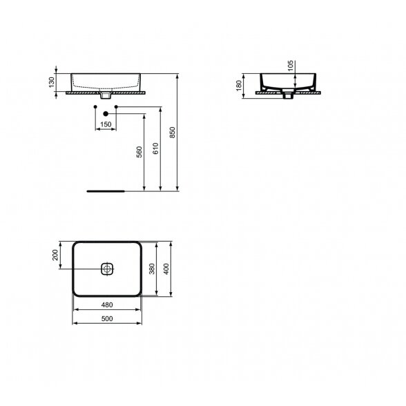 Ideal Standard Strada II T296701 pastatomas ant stalviršio praustuvas 50x40 cm 1