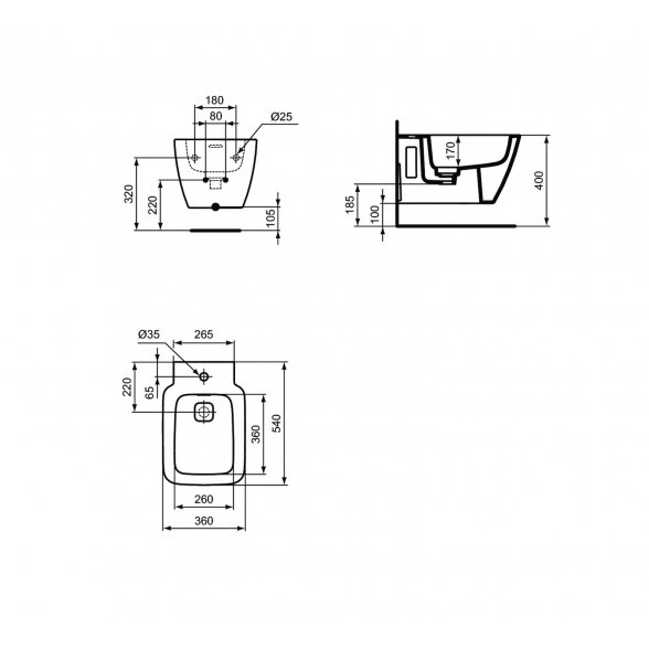 Ideal Standard Strada II T297101 pakabinama bidė 1