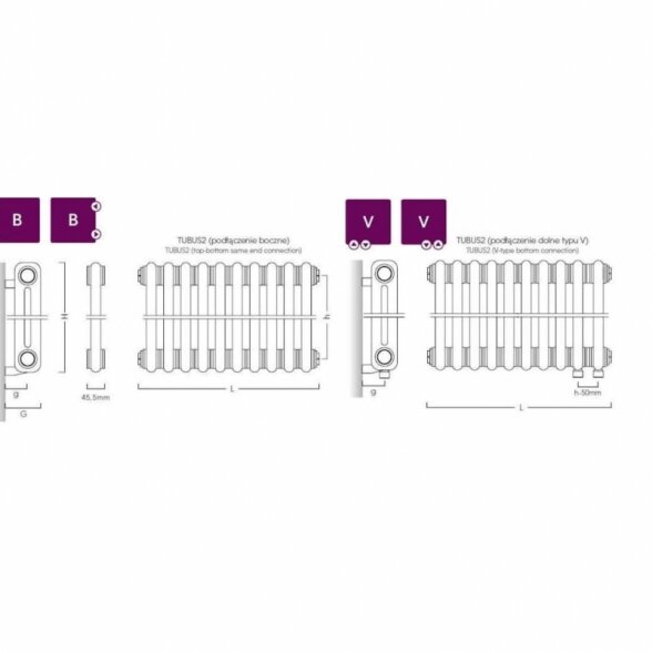 Instal Projekt Tubus 2 radiatorius 1800 mm aukščio 16