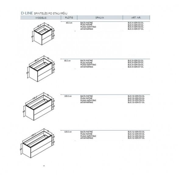Kamė D-Line dviejų stalčių spintelė po stalviršiu 4