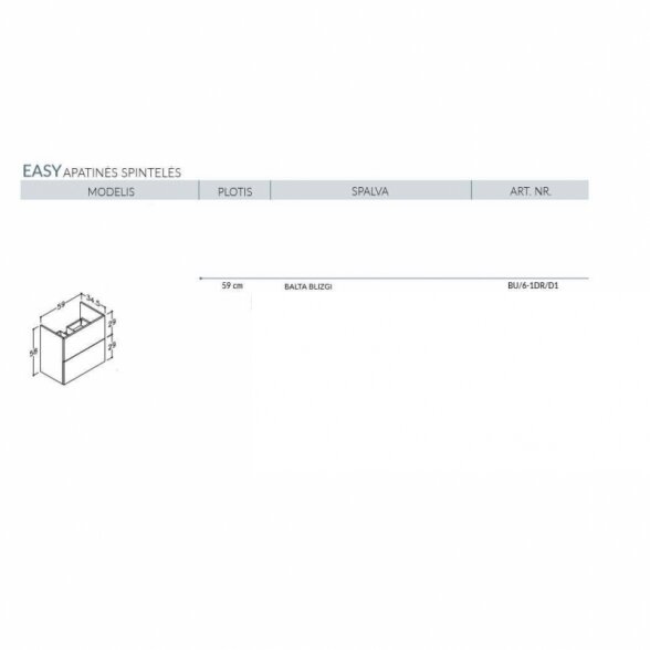 Kamė Easy dviejų stalčių spintelė po praustuvu 2