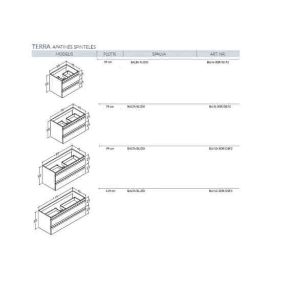 Kamė Terra dviejų stalčių spintelė su Elide vieno dubens praustuvu 7