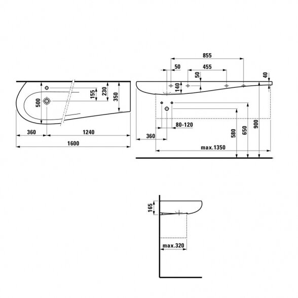 Laufen Ilbagnoalessi One 160x50 baldinis/pakabinamas praustuvas 3