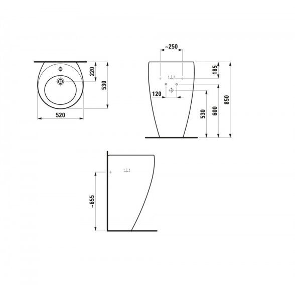 Laufen Ilbagnoalessi One 52x53xH85 laisvai pastatomas praustuvas 6