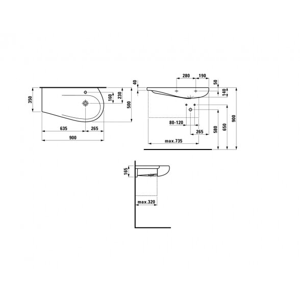 Laufen Ilbagnoalessi One 90x50 baldinis/pakabinamas praustuvas 4