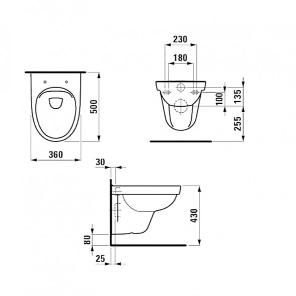 Laufen Kompas rimless 360x500 pakabinamas klozetas su plonu lėtaeigiu dangčiu 3