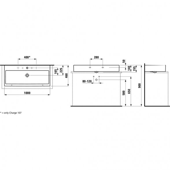 Laufen Living pakabinamas/baldinis praustuvas 1000x460 1