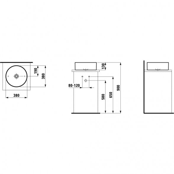 Laufen Living pastatomas ant stalviršio praustuvas - dubuo 380x380 1