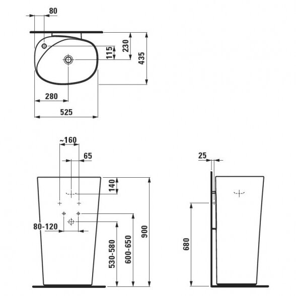 Laufen Palomba laisvai ant grindų pastatomas praustuvas 811804 2