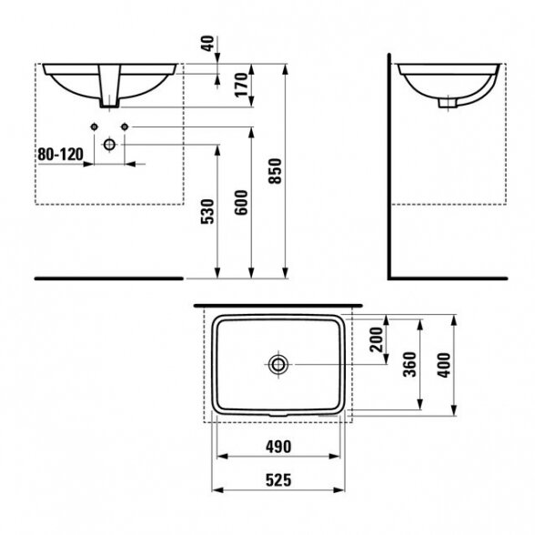 Laufen Pro S iš apačios montuojamas praustuvas 2