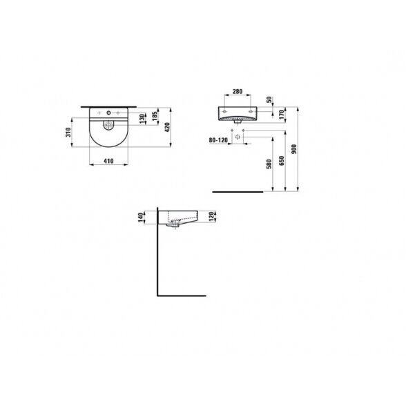 Laufen Sonar 41x42 pakabinamas praustuvas 6