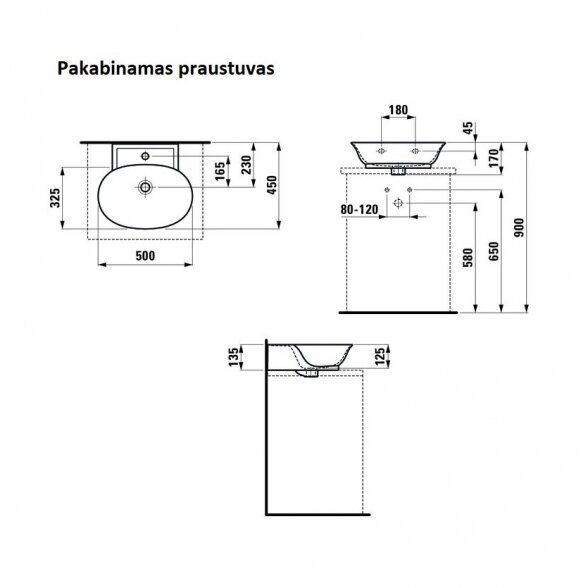 Laufen The New Classic 50x45 pakabinamas/pastatomas ant stalviršio praustuvas 1