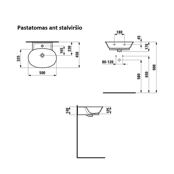 Laufen The New Classic 50x45 pakabinamas/pastatomas ant stalviršio praustuvas 2