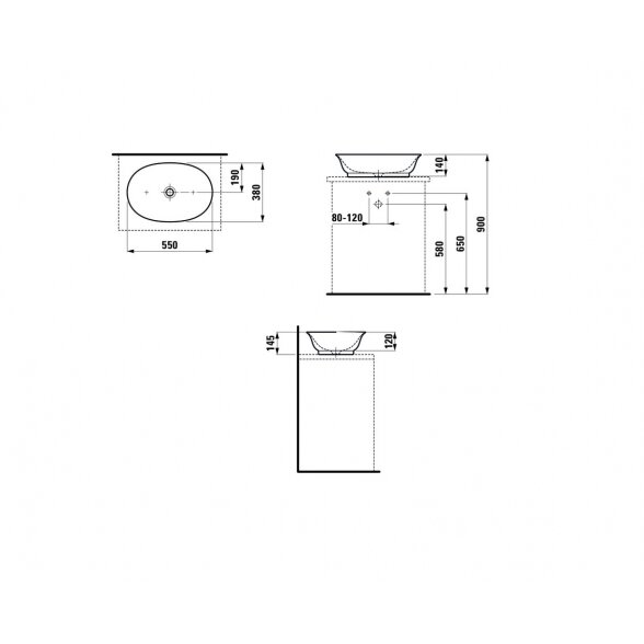 Laufen The New Classic 55x38 pastatomas ant stalviršio praustuvas 4