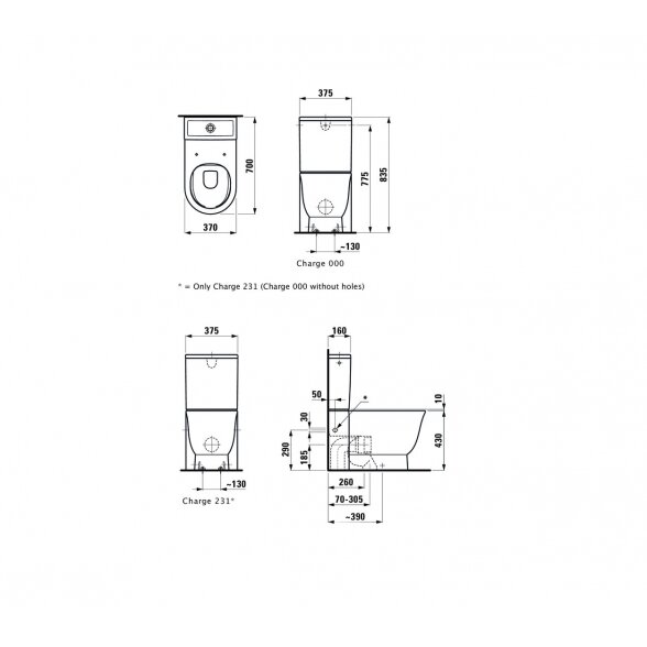 Laufen The New Classic 700x370 pastatomas klozetas su lėtaeigiu dangčiu 2