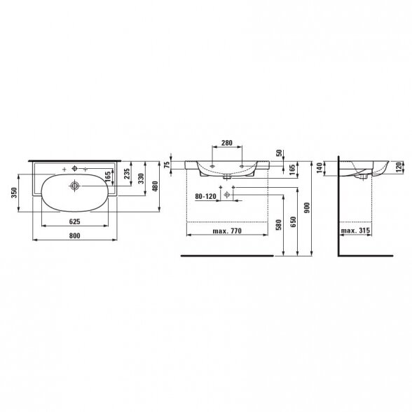 Laufen The New Classic 80x48 pakabinamas/baldinis praustuvas 2