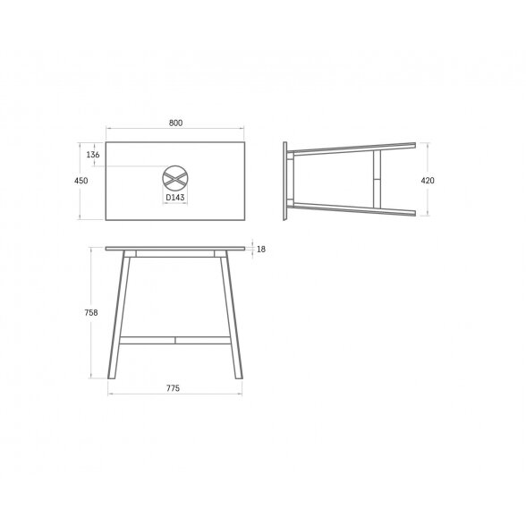 PAA Amore Graphite pastatomas ant stalviršio akmens masės praustuvas su DECO MF 450 stalviršiu 2