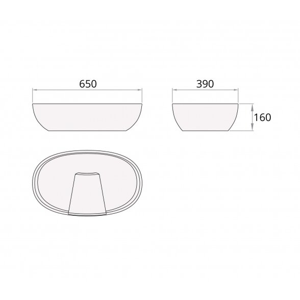 PAA Bella lieto akmens pastatomas ant stalviršio praustuvas 650x390xH160 mm 2