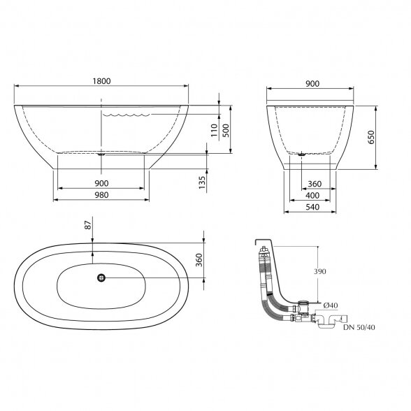 PAA Dolce Graphite lieto akmens vonia 1800x900mm 3