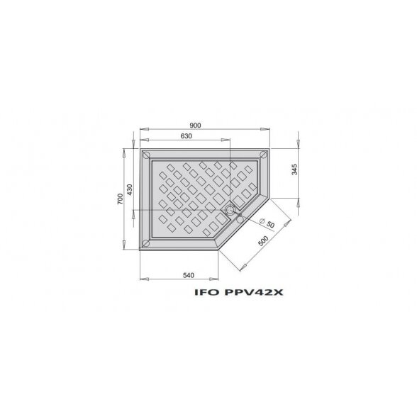 PAA IFO IFOPPV42X penkiakampis lieto akmens dušo padėklas 90x70 su uždanga 2