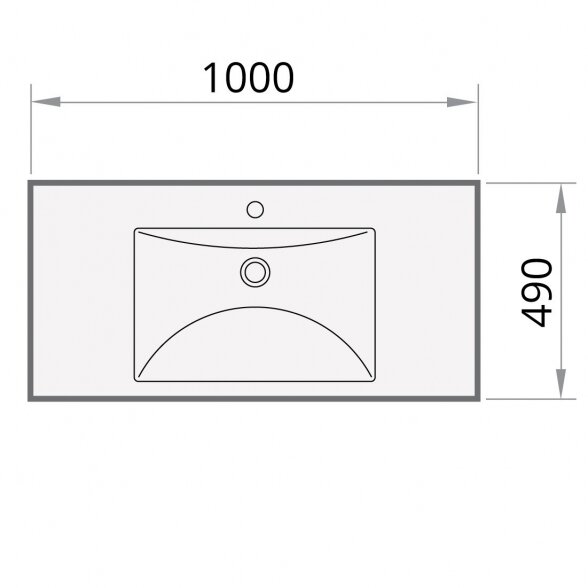 PAA Long Step akmens masės pakabinamas praustuvas 1000x490 mm 4