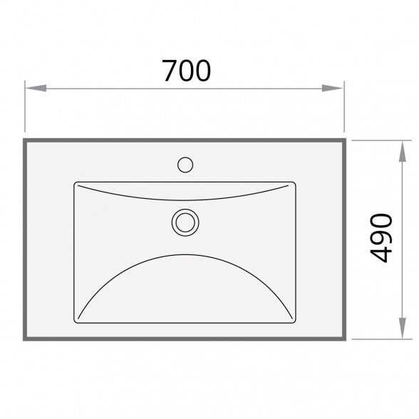 PAA Long Step akmens masės pakabinamas praustuvas 700x490 mm 4