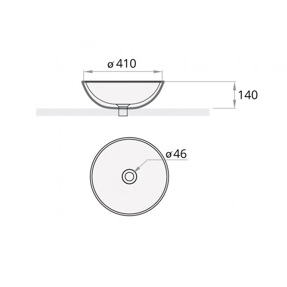 PAA Round On Silk pastatomas ant stalviršio akmens masės praustuvas Ø410 mm 1