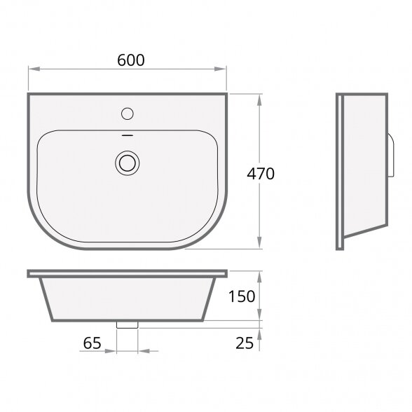 PAA Vario pastatomas ant stalviršio akmens masės praustuvas 600x470 mm 2