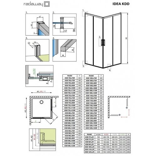 Radaway Idea White KDD kvadratinė dušo kabina 7