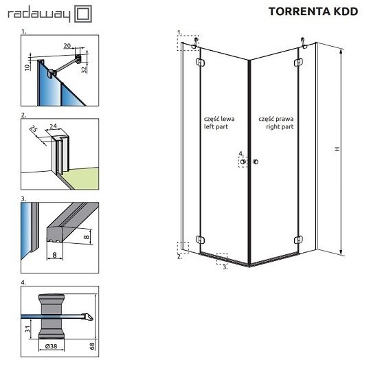 Radaway Torrenta KDD kvadratinė dušo kabina 9