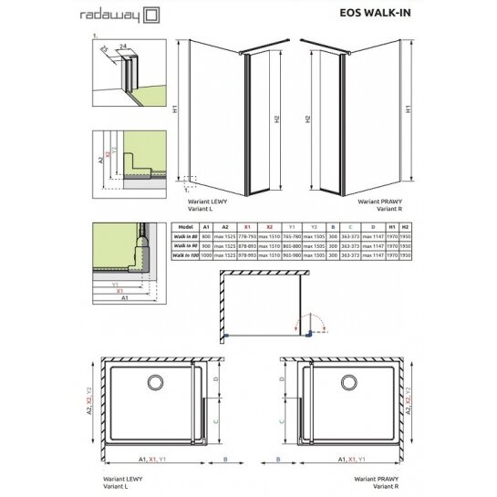 Radaway Eos II Walk-in stabili dušo sienelė 7