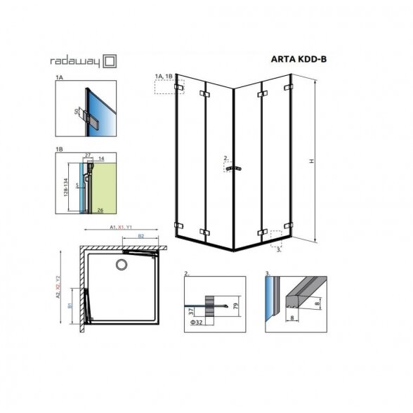 Radaway Arta KDD B kvadratinė dušo kabina 3