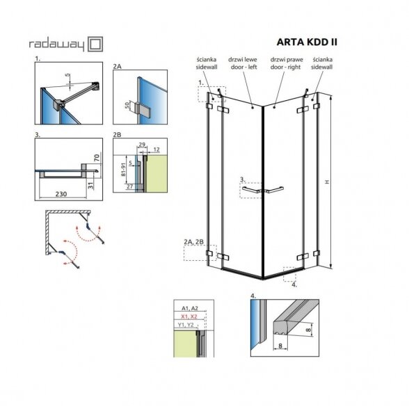 Radaway Arta KDD II kvadratinė dušo kabina 7