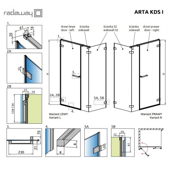 Radaway Arta KDS I kvadratinė dušo kabina 8