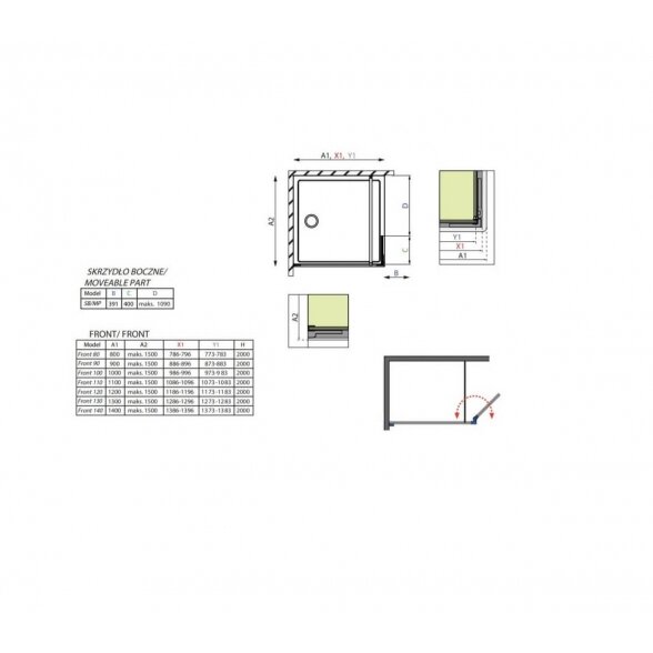 Radaway Arta Walk-in stabili dušo sienelė 7