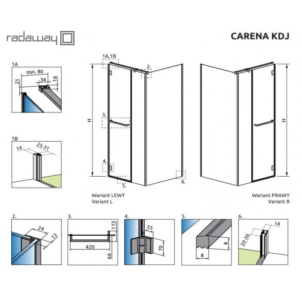 Radaway Carena KDJ kvadratinė dušo kabina 7