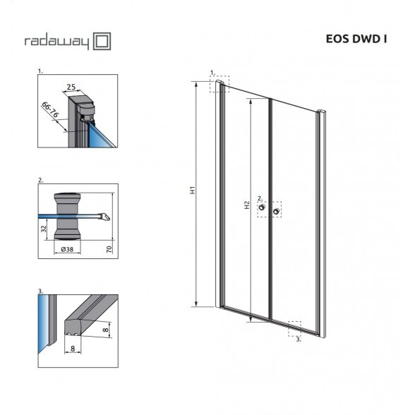 Radaway Eos DWD nišinės dušo durys 7