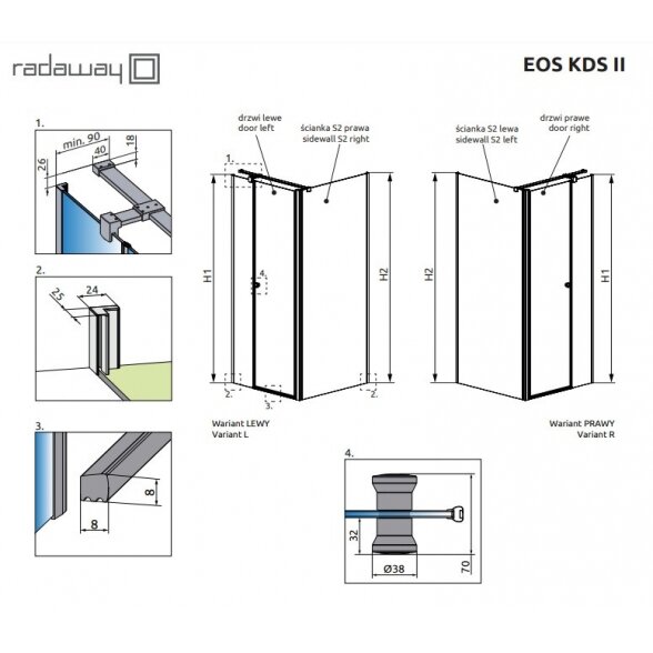 Radaway Eos II KDS kvadratinė dušo kabina 13